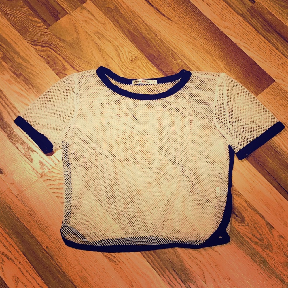 White mesh crop top